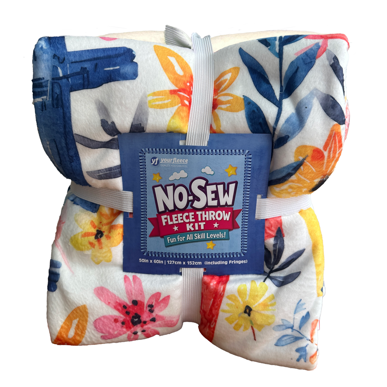 Colorful Cross Silky Premium Fleece No-Sew Throw Fleece Fabric Kit